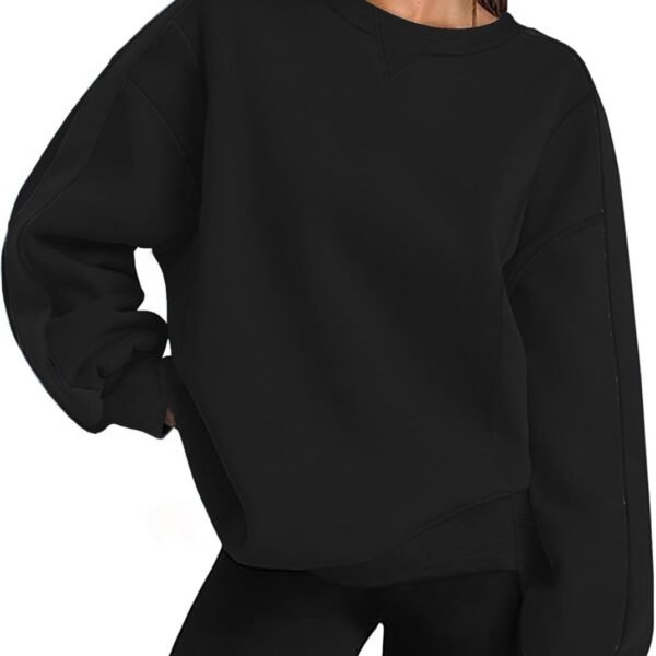 Womens Sweatshirt Long Sleeve Color Block Fleece Hoodies Fall Casual Crewneck Pullover Tunic Tops