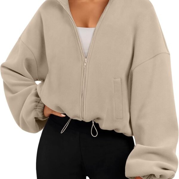 Womens Fleece Jackets Zip Up Oversized Sweatshirts Winter Clothes Long Sleeve Crop Sherpa Fall Outfits Fashion
