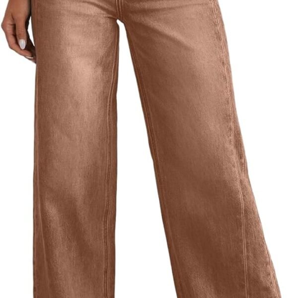 Women's Wide Leg Jeans High Waisted Stretchy Raw Hem  Denim Pants