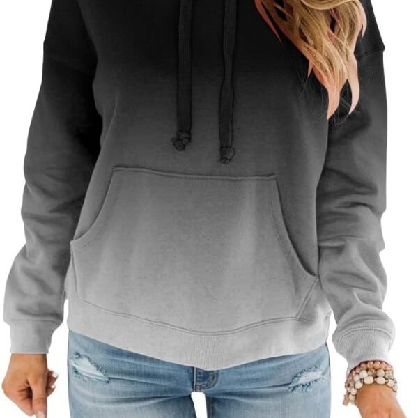 Womens Casual Hoodies Crew Neck Long Sleeve Sweatshirts with Pocket Lightweight Pullover Tops