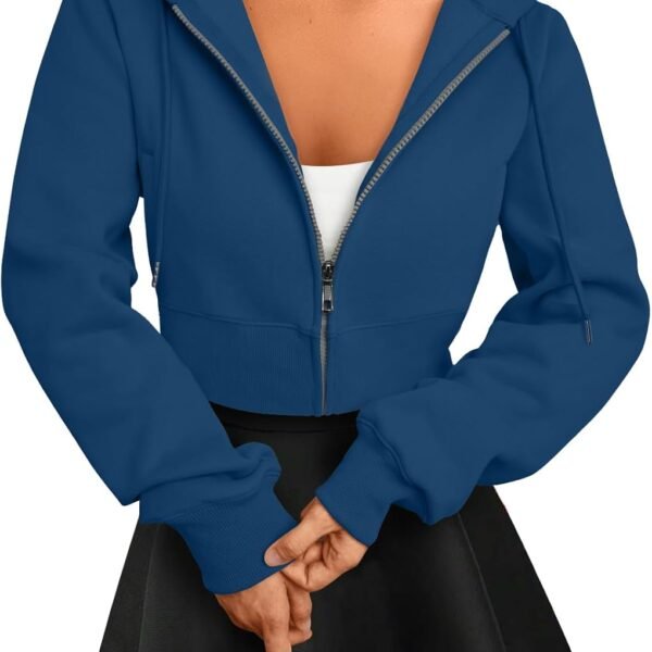 Womens Zip Up Cropped Hoodies Long Sleeve Sweatshirts Jackets Fall Fashion  Y2k Winter Clothes
