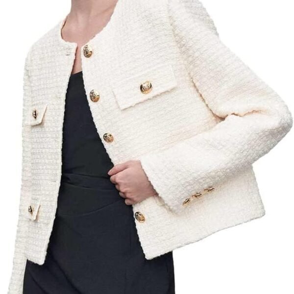 Womens Cropped Tweed Blazer Jackets 2025 Fall Winter Casual Business Work Suits Long Sve Coat Outfits