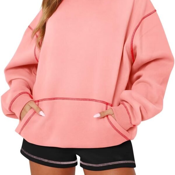 Womens Hoodies Long Sleeve Tops Fleece Sweatshirts Fall Fashion 2025 Pullover Sweaters With Pocket Winter Clothes