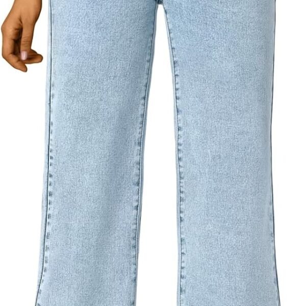 Women's High Waisted Straight Wide Leg Jeans, Comfort Stretch Baggy Denim Pants