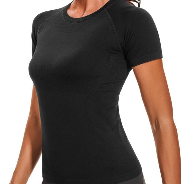 Womens Short Sleeve Athletic Shirts Slim Fit Breathable Running Shirts Moisture Wicking Yoga Workout Tops