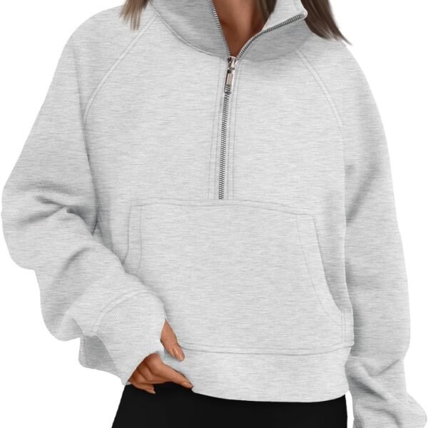 Womens Sweatshirts Half Zip Cropped Pullover Fleece Quarter Zipper Hoodies 2025 Fall Fashion Outfits Clothes