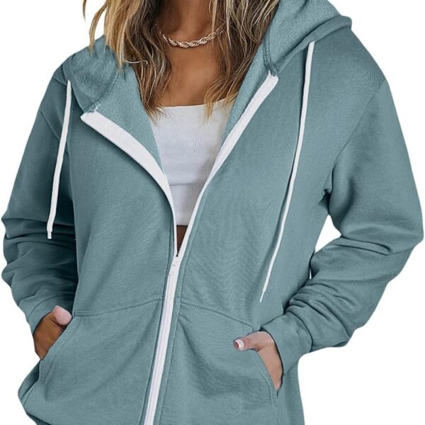 Women's Full Zip Up Hoodie Long Sleeve Hooded Sweatshirts Pockets Jacket Coat for Women