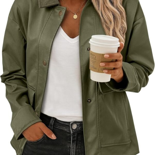Jackets for Women Fall Fashion 2025 Lightweight Coat Button Down Cropped Shackets With Pockets