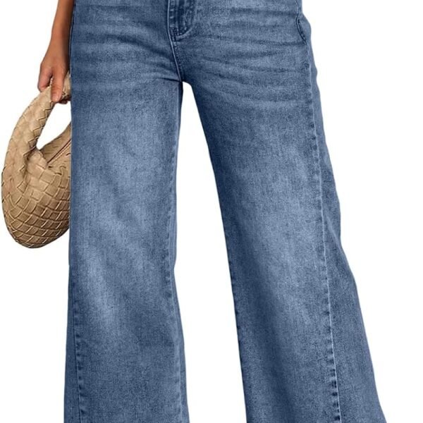 Women's Wide Leg Jeans, Relaxed Loose Straight Leg with Raw Hem, Comfort Denim Pants