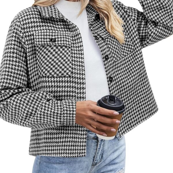 Flannels for Women Cropped Shacket Jacket Fashion Plaid Button Down Shirt 2025 Fall Coat Tops